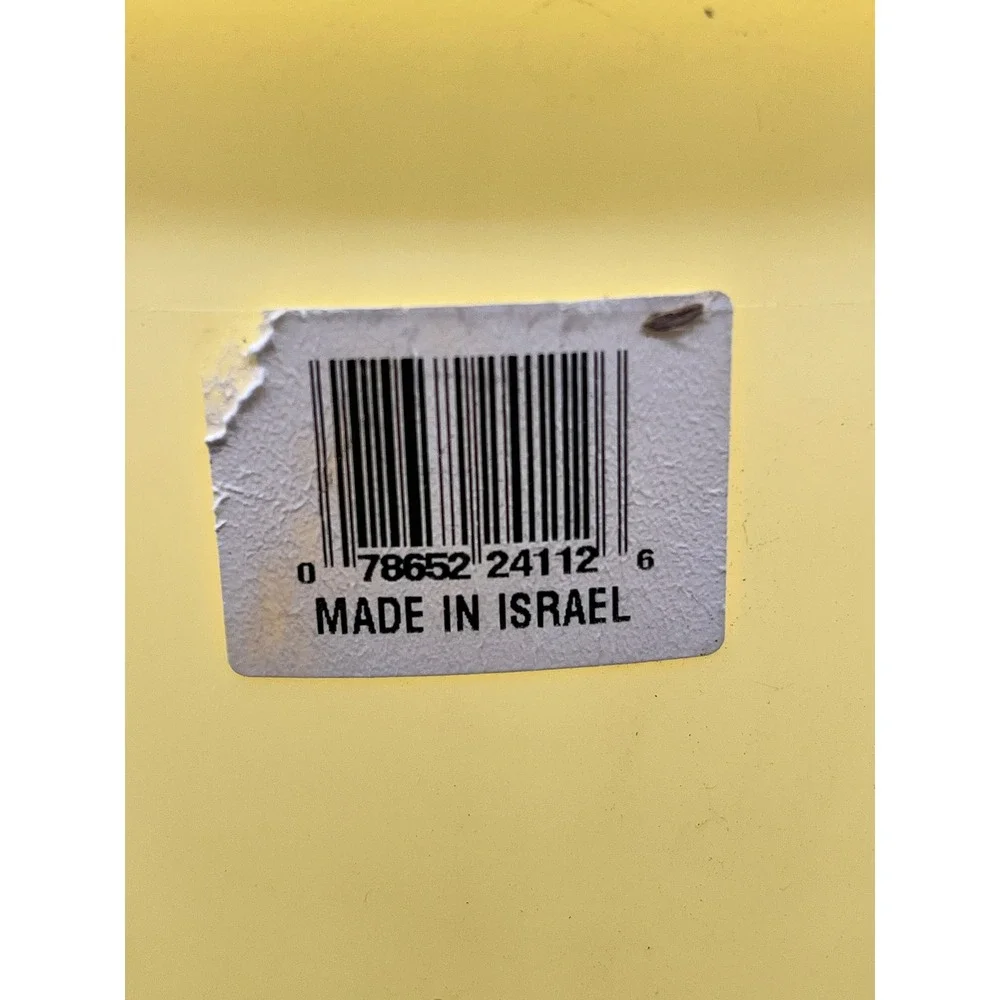 Vtg Butter Yellow Plastic‎ Slotted Wastebasket Pedestal Base Garbage Israel 13